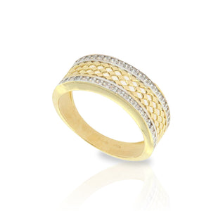 Anello Donna Fascia in Oro 2 Colori con Zirconi