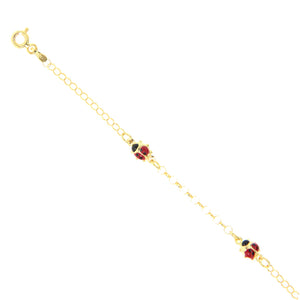 Bracciale Bambina Battesimo in Oro Giallo con Coccinella Smaltata