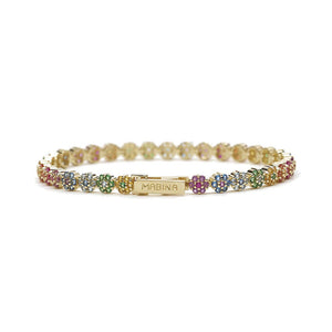 Bracciale Donna Tennis Zirconi Multicolor in Argento Gold Mabina Gioielli