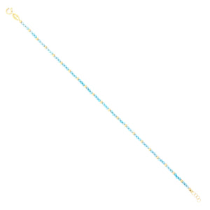 Bracciale Unisex in Oro Giallo con sfere diamantate e Spinello Azzurro