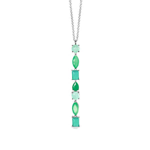 Collana Donna in argento con fusion stone glass verde pendente Mabina Gioielli