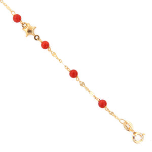 Bracciale Battesimo Bambina in Oro Giallo e Corallo con Stella