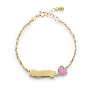 Bracciale Toys Fortuna in Oro Giallo con Cuore e Targhetta Le Bebè