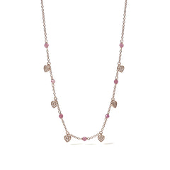 Collana in Quarzo Rosa con Intercalari,chiusura Argento925,Zirconi -  Gioielli Samarcanda